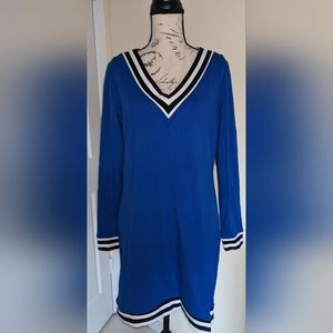 NWT NEW YORK & COMPANY Varsity Royal Blue & White Sweater Dress Size Small